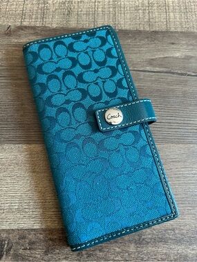 Coach Teal Signature Zip Wallet